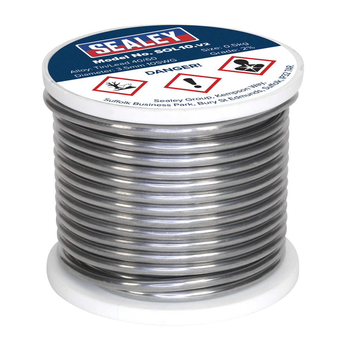 Sealey 0.5kg Solder Wire Quick Flow 3.25mm/10SWG 40/60 Resin Cored Solder SOL10