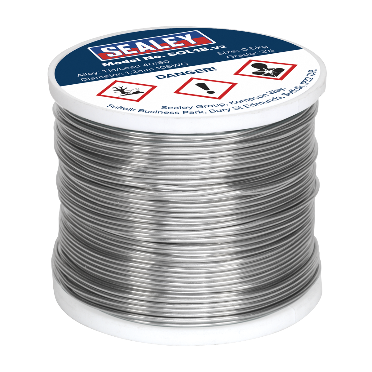 Sealey 0.5kg Solder Wire Quick Flow 1.2mm/18SWG 40/60 Resin Cored Solder SOL18