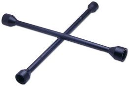 LASER 0233 4 Way Wheel Brace Steel 17-23mm Sockets Black Coated Rust-Resistant