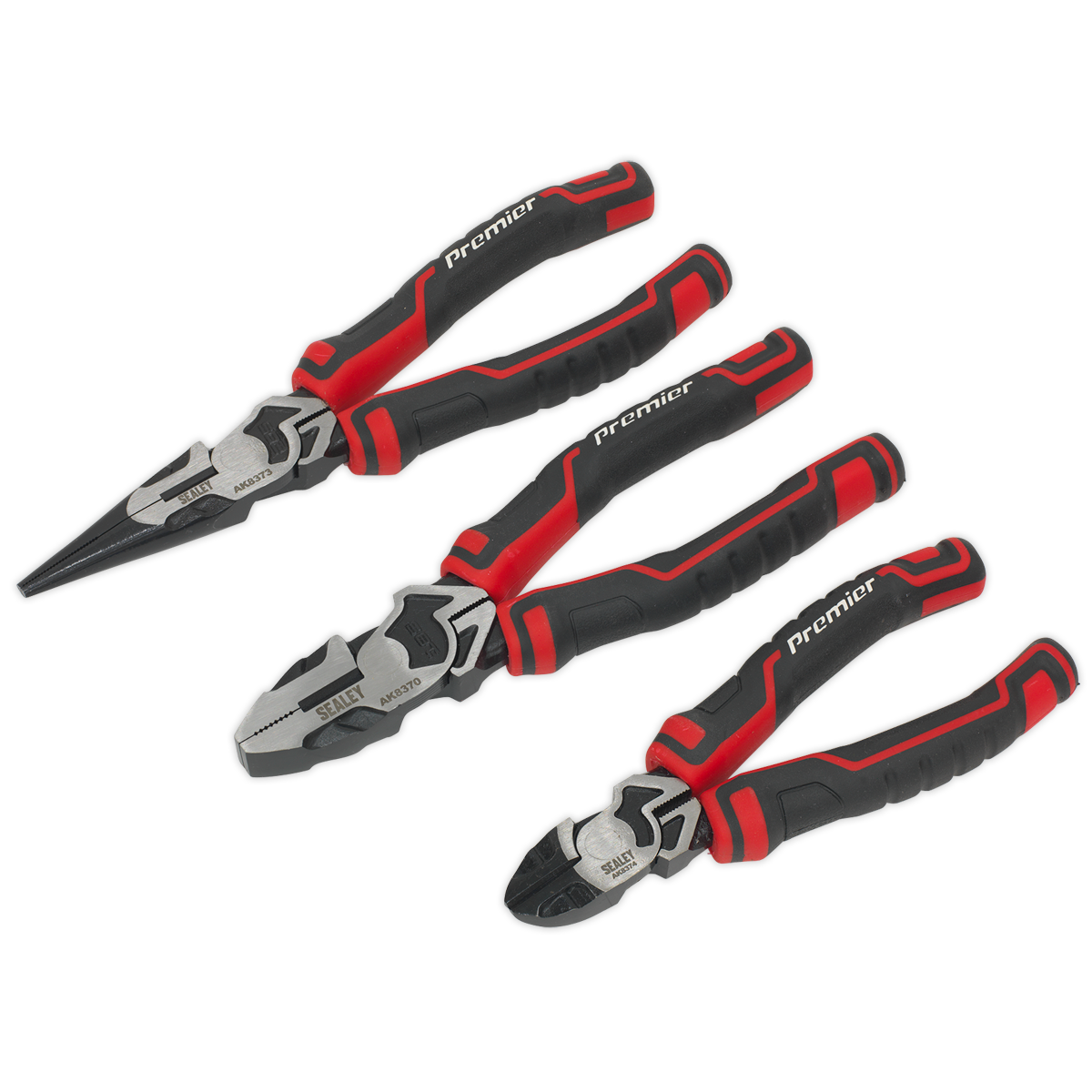 Sealey Pliers Set High Leverage Drop-Forged Chrome Vanadium Steel 3 Pcs AK8376