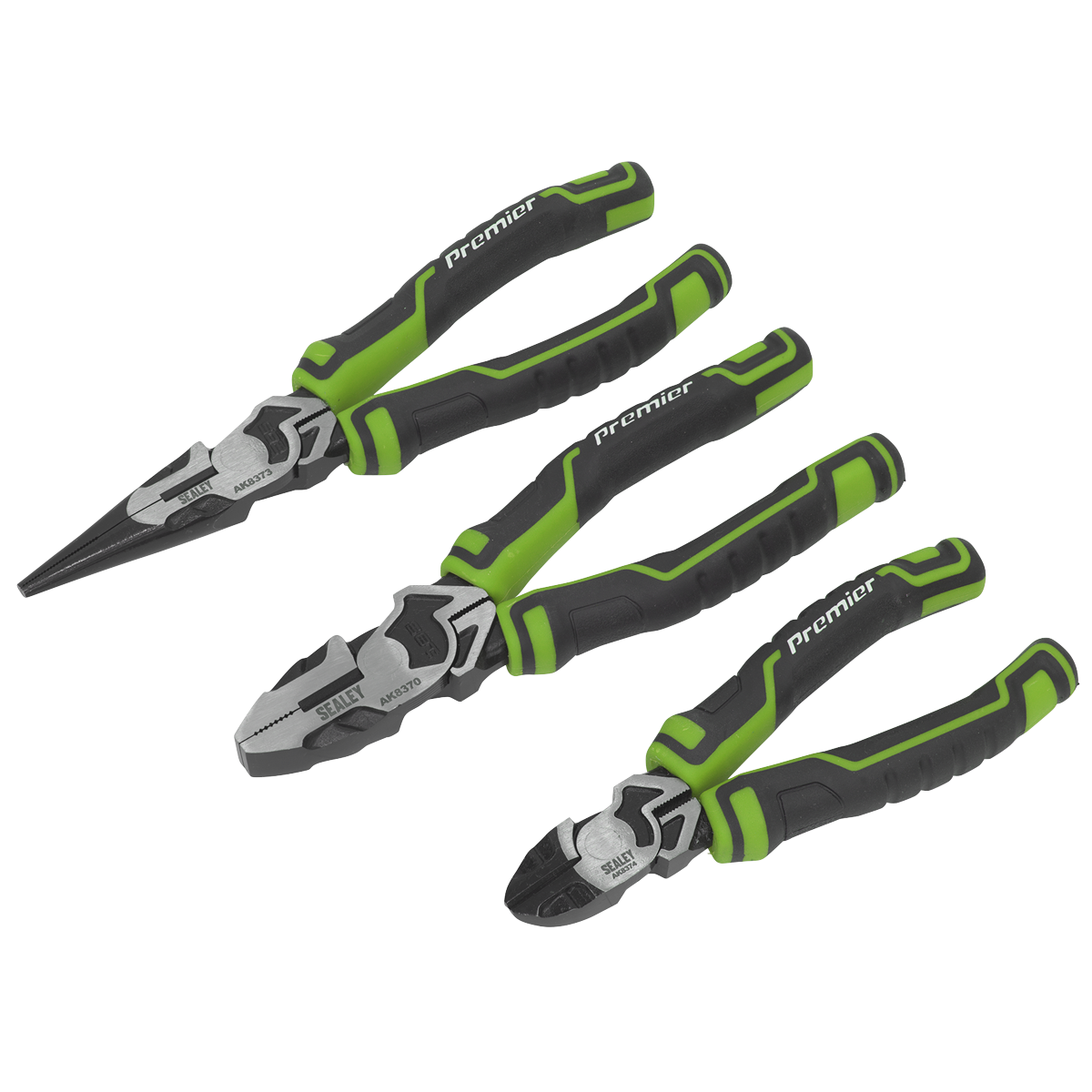 Sealey High Leverage Pliers Set Hi-Vis Green Chrome Vanadium Steel 3pc AK8376HV