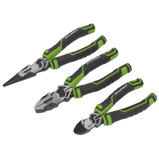 Sealey High Leverage Pliers Set Hi-Vis Green Chrome Vanadium Steel 3pc AK8376HV