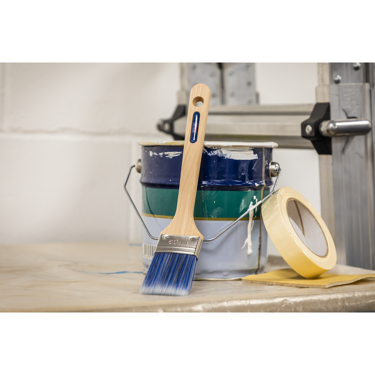 Sealey Wooden Handle Radiator Paint Brush 50mm Polished Beech Handle SPBR50