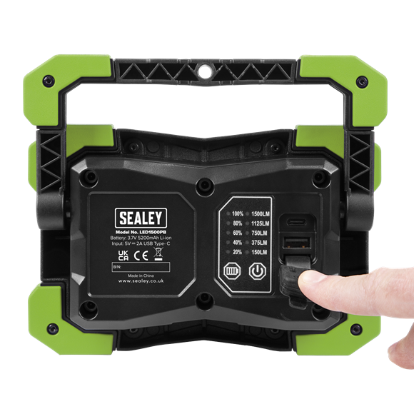 Sealey Portable Floodlight 15W COB LED Power Bank 3.7V 5200mAh Li-Ion LED1500PB