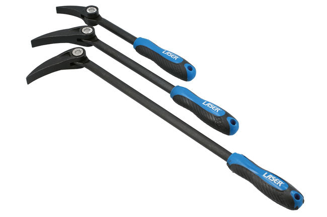 LASER 8825 Adjustable Head Pry Bar Set 3pc Cast Steel Heavy Duty Workshop Garage