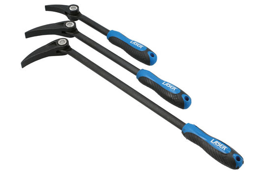 LASER 8825 Adjustable Head Pry Bar Set 3pc Cast Steel Heavy Duty Workshop Garage