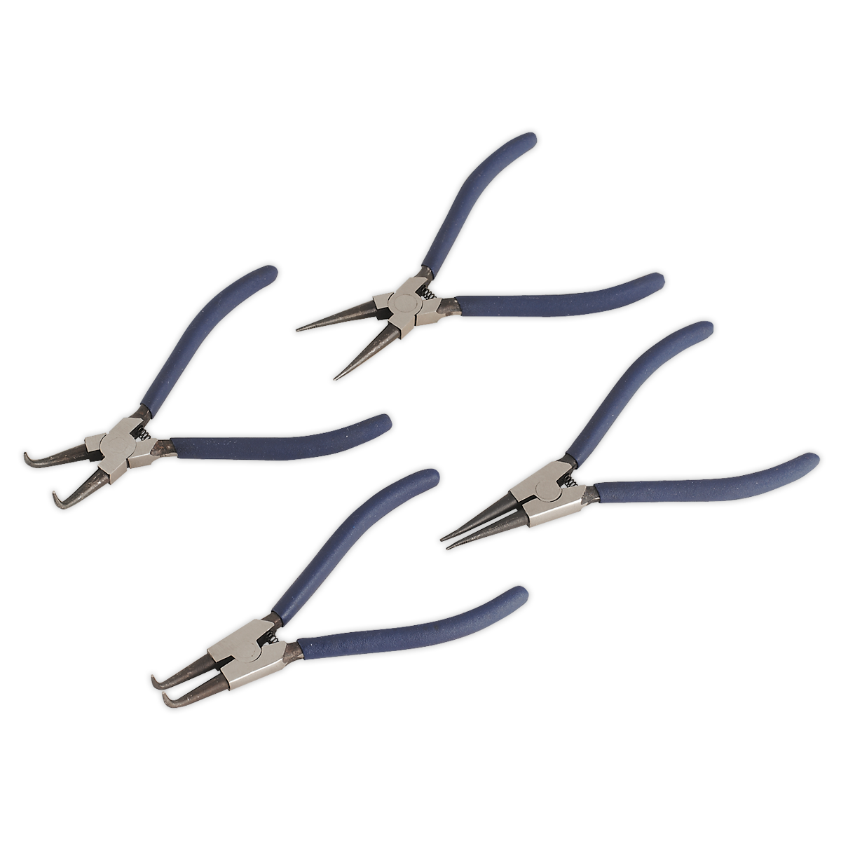 Sealey Circlip Pliers Set Hardened Tempered Steel 4pc Spring Loaded Jaws AK8440