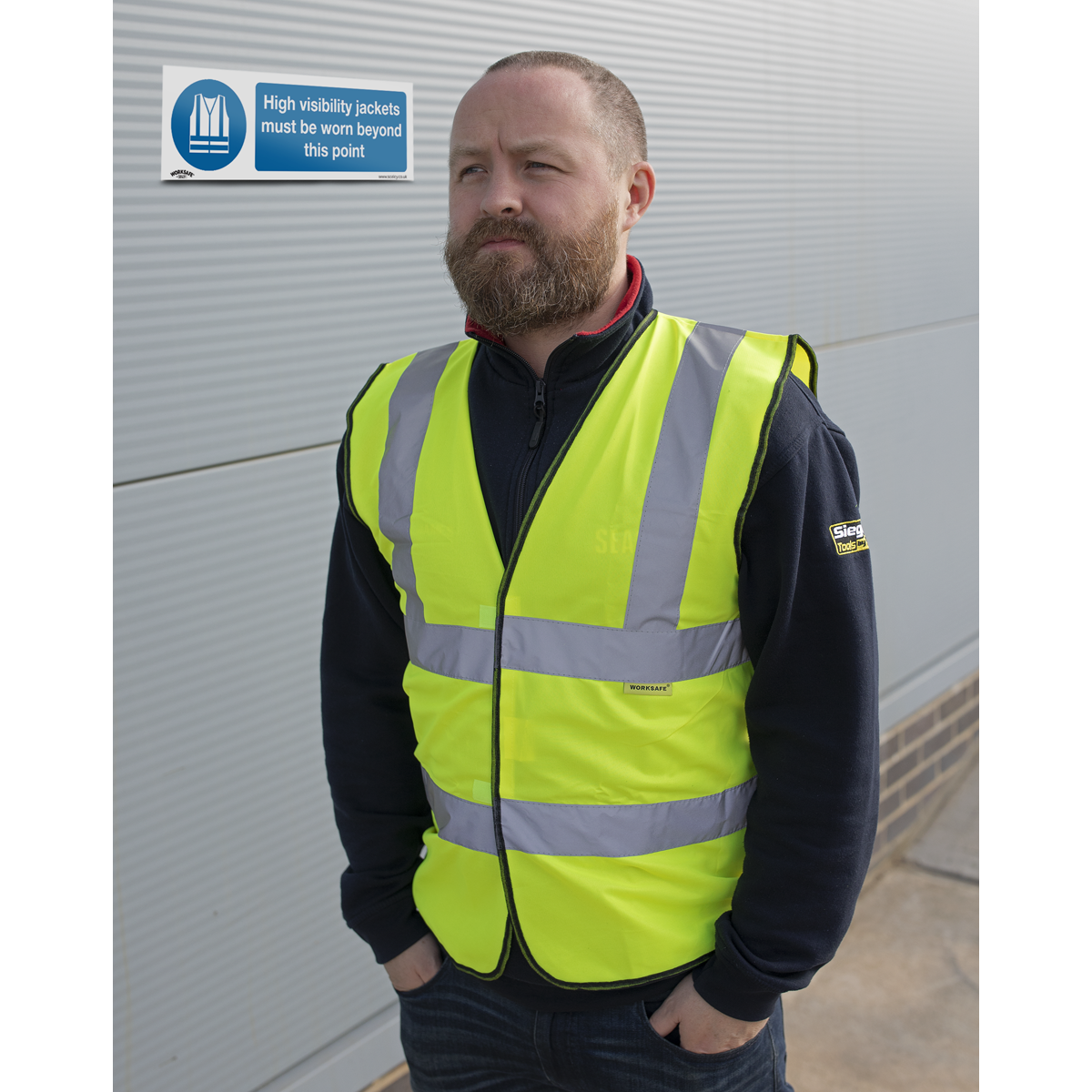 Sealey Mandatory Safe Sign Hi-Vis Jackets Beyond This Point Self-Adhesive SS9V1