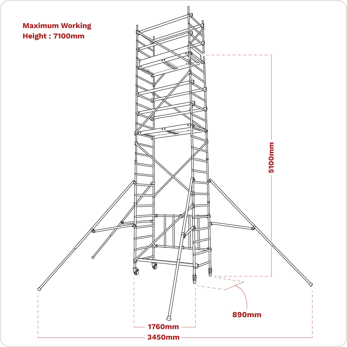 Sealey Platform Scaffold Tower Extension Pack 4 For SSCL1 5.17m Height SSCL4