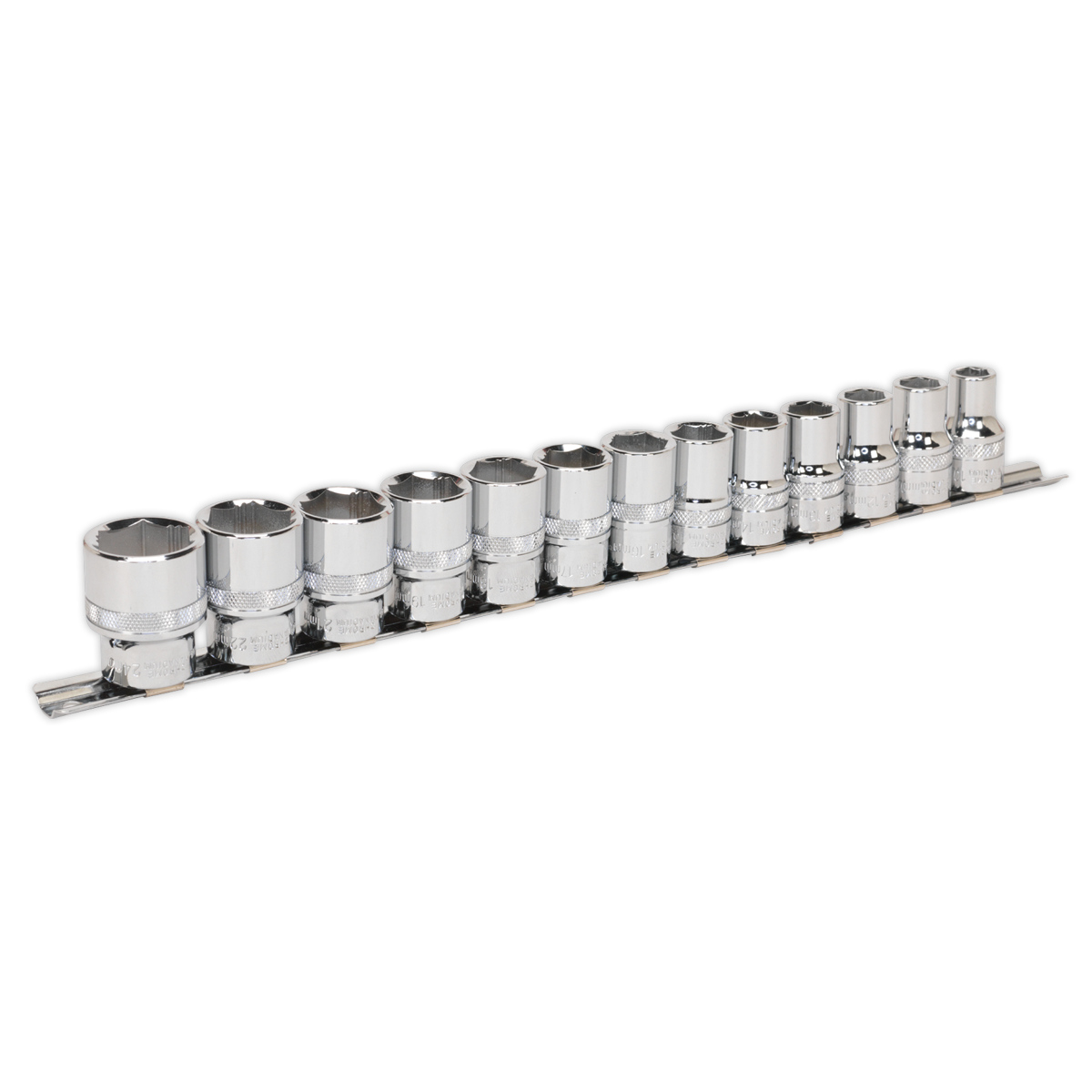 Sealey Socket Set 13 Pcs 1/2" Square Drive Lock-On 6 Point Metric 10-24mm AK2742