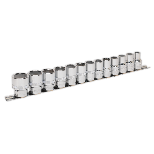 Sealey Socket Set 13 Pcs 1/2" Square Drive Lock-On 6 Point Metric 10-24mm AK2742