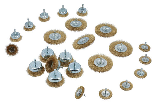 LASER 8862 24 Pieces Copper Plated Steel Wire Brush Set 6mm Shank Drill Kit