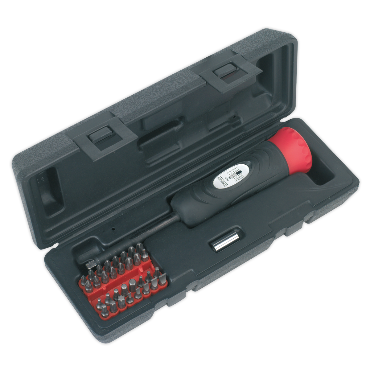 Sealey 34pc 1/4" Square Drive Torque Screwdriver Set 2-10Nm Red/Black STS100