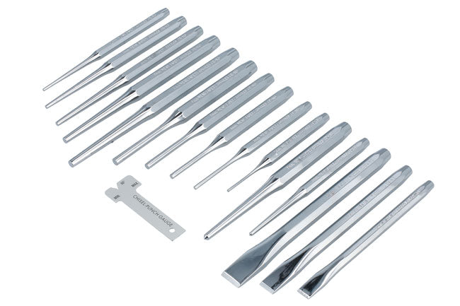 LASER 8869 16-Piece Punch & Chisel Set Chrome-Molybdenum Steel With EVA Tray