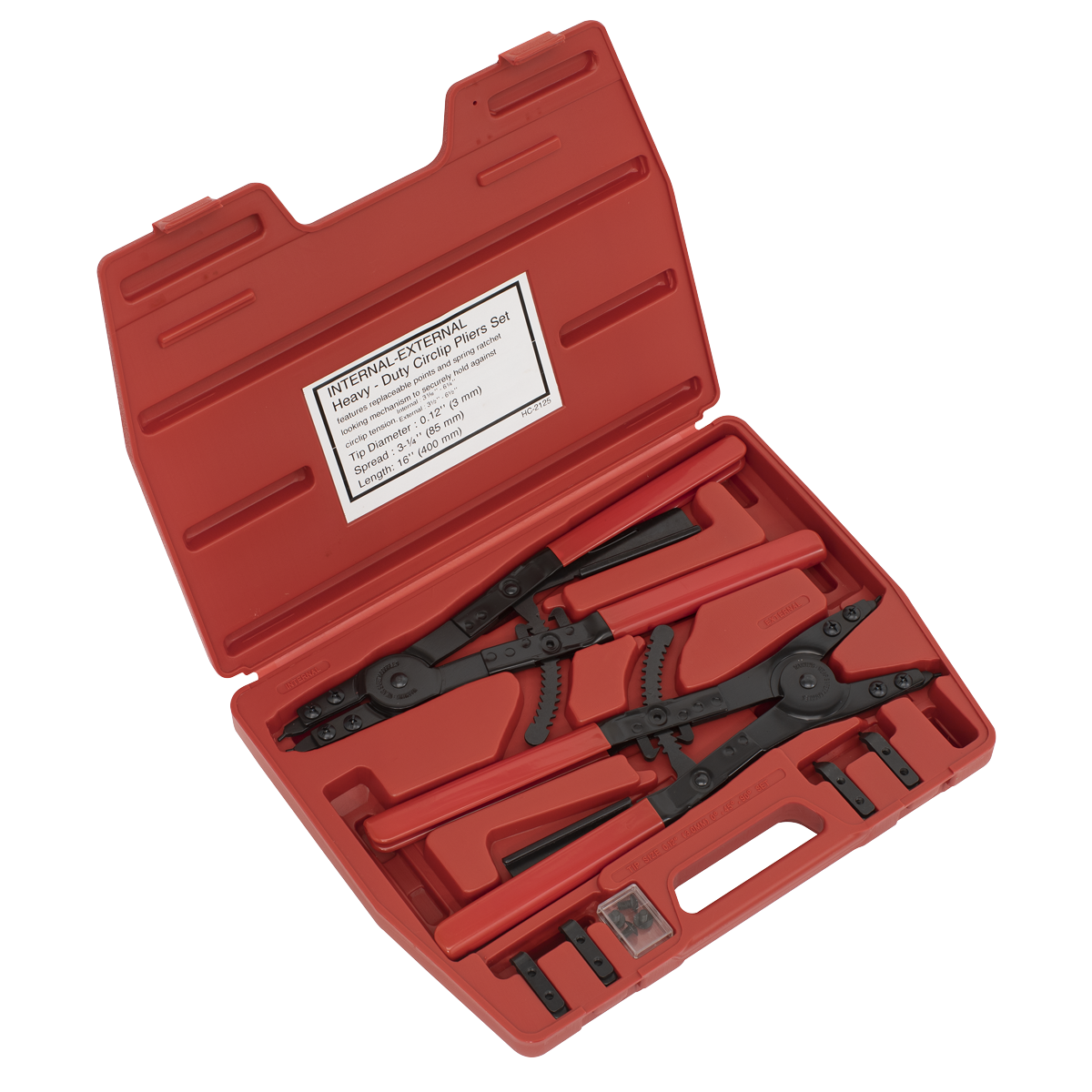 Sealey Circlip Pliers Set Internal & External 400mm Heavy Duty Hand Tool AK8501