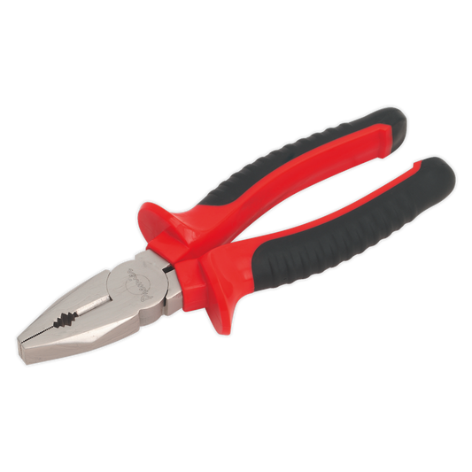 Sealey Combination Pliers 205mm Chrome Vanadium Steel Gripping Red/Black AK8504