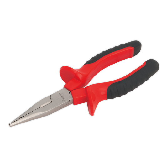 Sealey Long Nose Pliers 170mm Chrome Vanadium Steel Gripping Red/Black AK8506