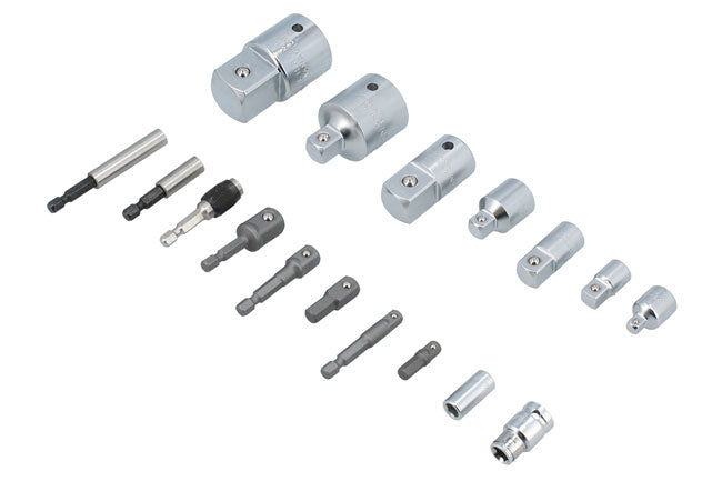 LASER 8887 17-Piece Socket Adapter Set Chrome Vanadium Steel EVA Foam Tray