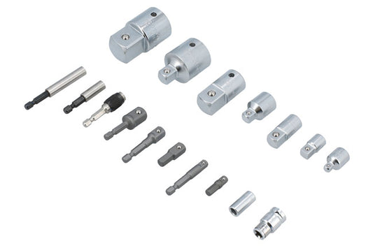LASER 8887 17-Piece Socket Adapter Set Chrome Vanadium Steel EVA Foam Tray