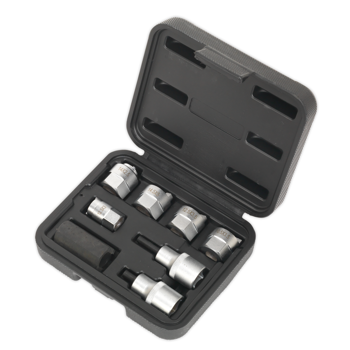 Sealey Strut Nut Set For McPherson 1/2" Square Drive 8 Pieces Silver SX0331