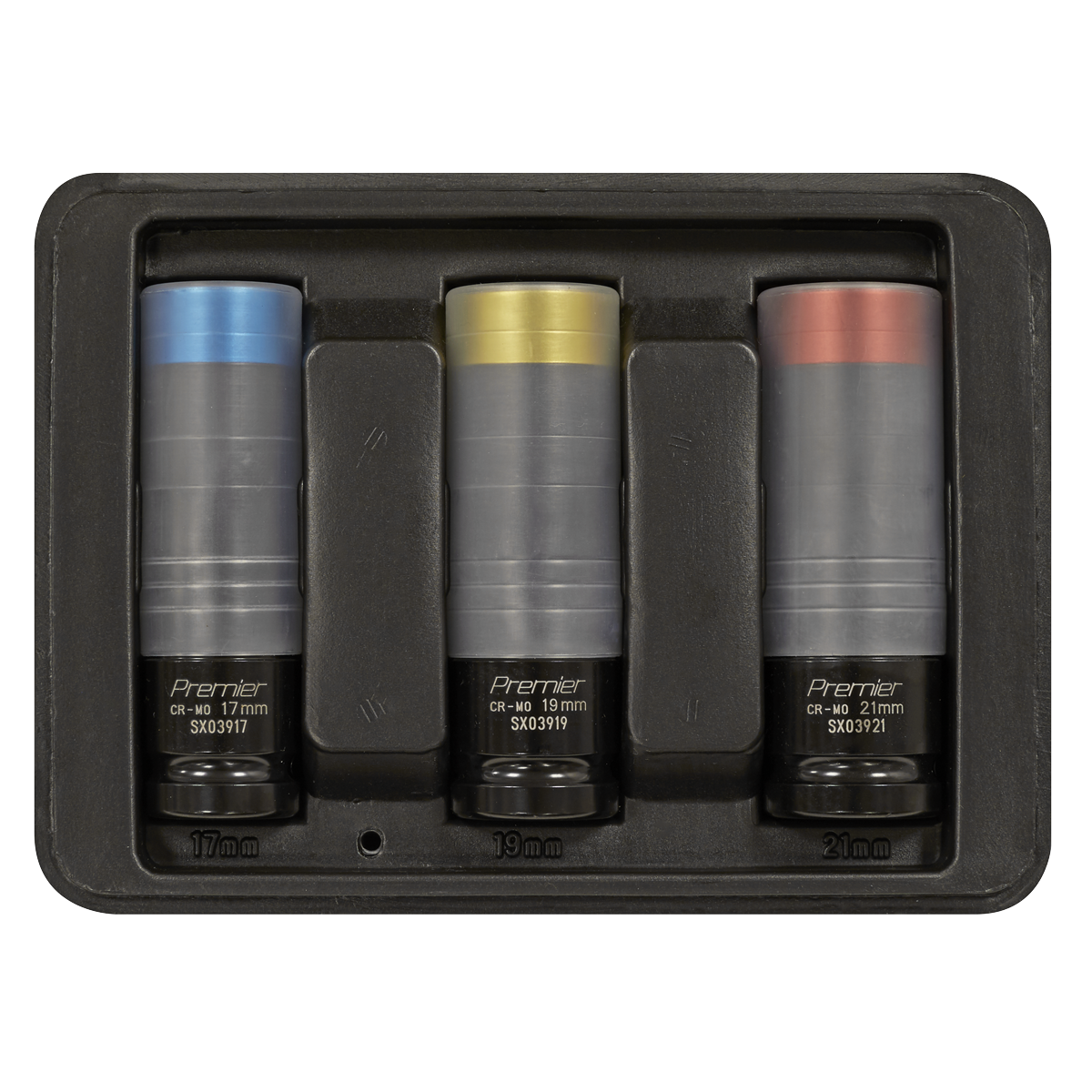 Sealey Alloy Wheel Ultra-Power Impact Socket Set 3pc 1/2" Square Drive SX039