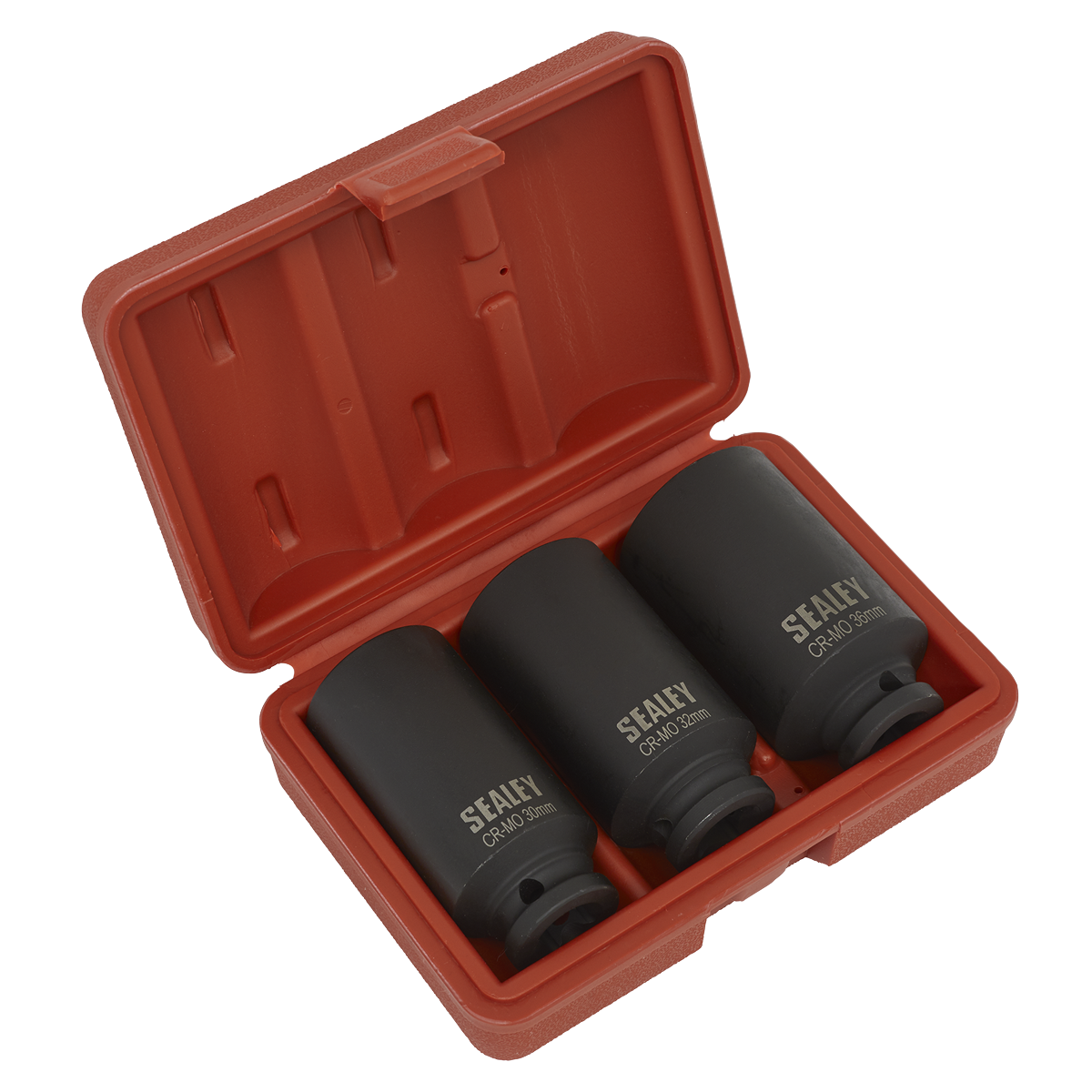 Sealey Impact Hub Nut Socket Set 3 Pieces 12-Point 1/2" Square Drive Black SX051