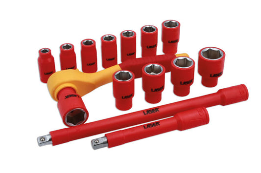 LASER 8891 Socket Wrench Set Chrome Vanadium Steel 3/8" Drive Hexagon Socket