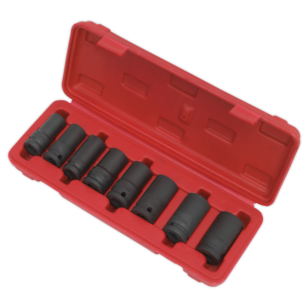 Sealey Locking Wheel Nut Removal Set 8 Pieces 1/2" Square Drive Black SX202
