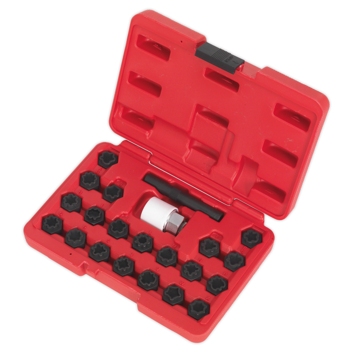 Sealey Locking Wheel Nut Key Set 22 Pieces Fits Audi Vehicles Black SX206
