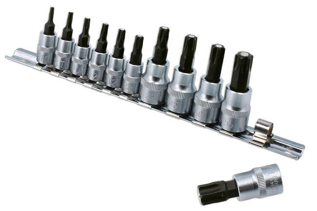 LASER 8898 11Pcs Screwdriver Magnetic Star Bit Set T10-T60 1/4" & 3/8" Drive CrV