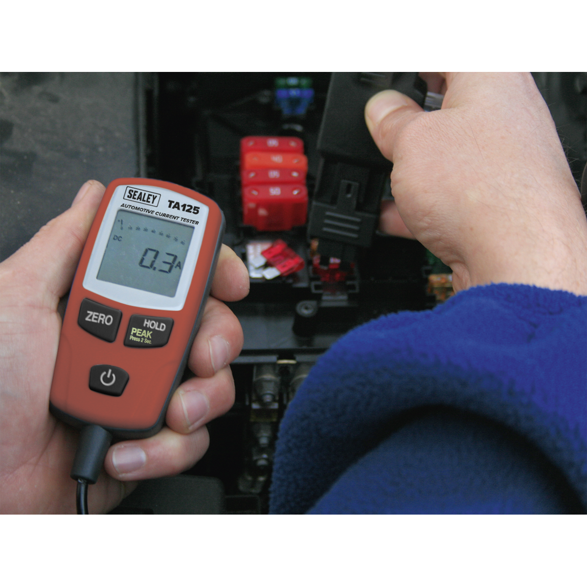 Sealey 80A Automotive Current Tester - Mini Standard & Maxi Fuse Blade TA125