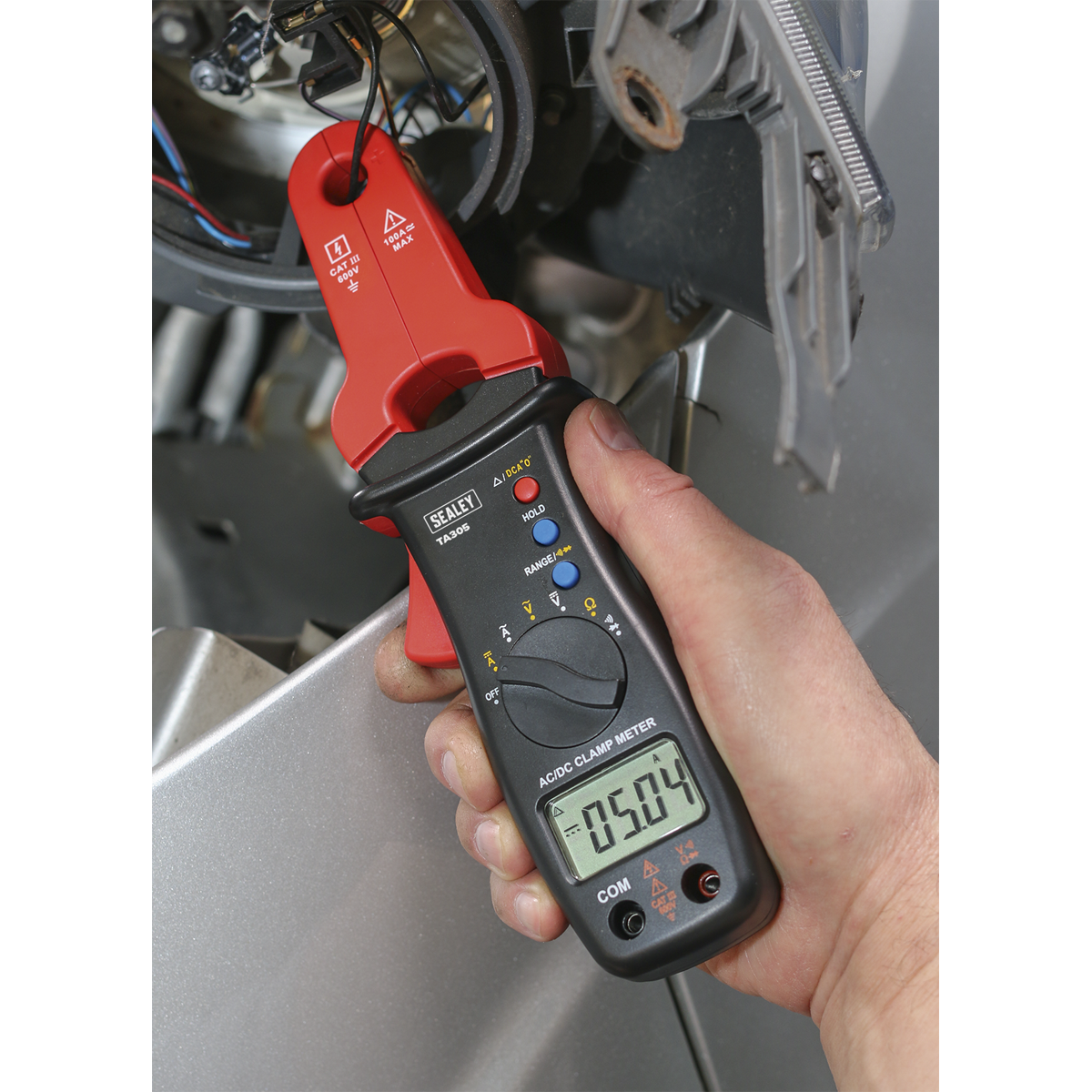 Sealey AC/DC Automotive Electrician Clamp Meter & Multimeter Red/Black TA305