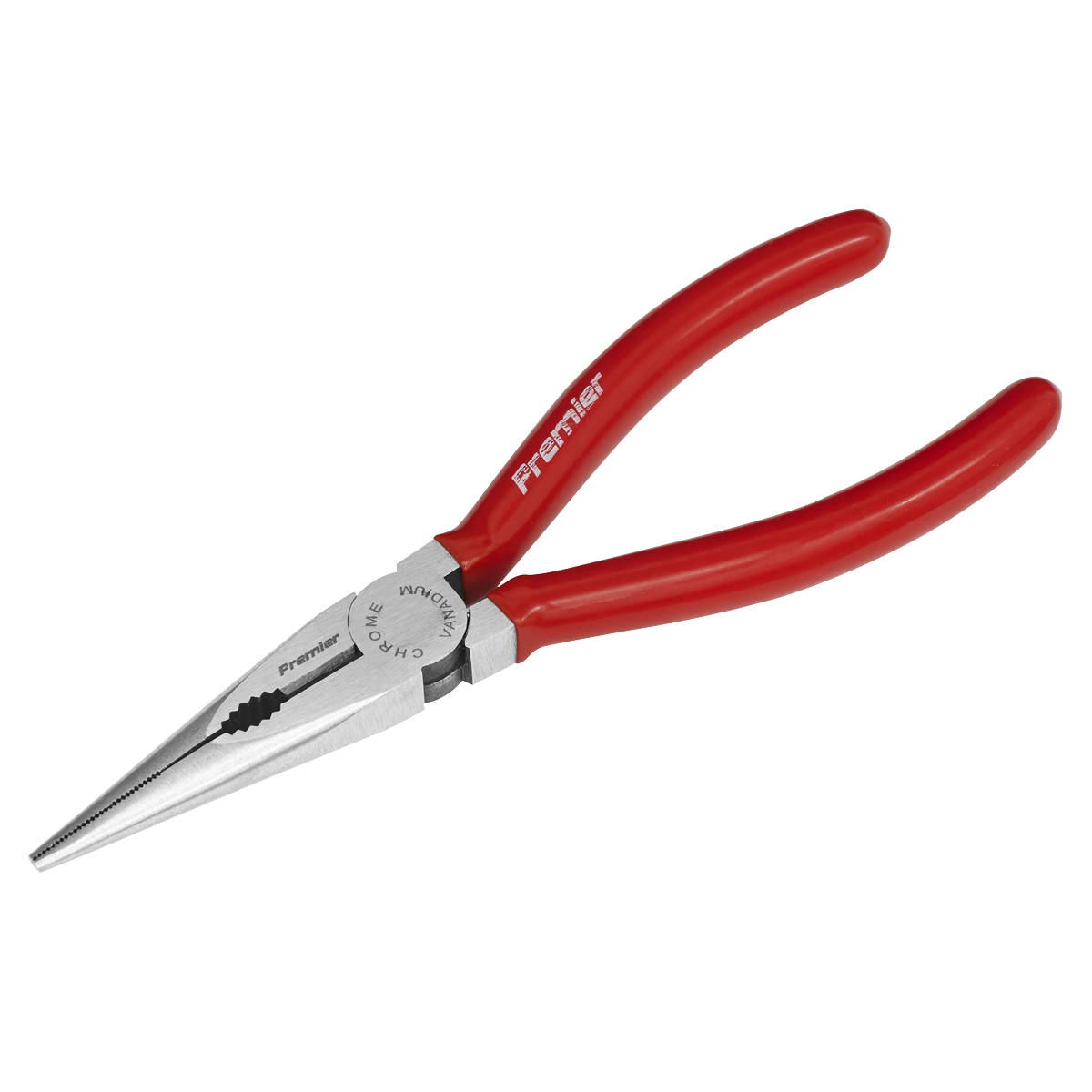 Sealey Long Nose Pliers 170mm Drop-Forged Chrome Vanadium Steel Red AK8562