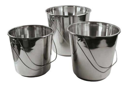 LASER 8906 Stainless Steel Bucket Set 3pc 8L 12L 16L Polished For Car Wash