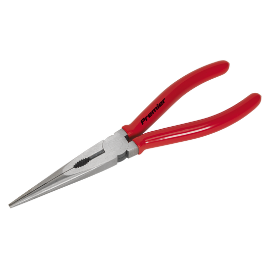 Sealey Long Nose Pliers 200mm Drop-Forged Chrome Vanadium Steel Red AK8563