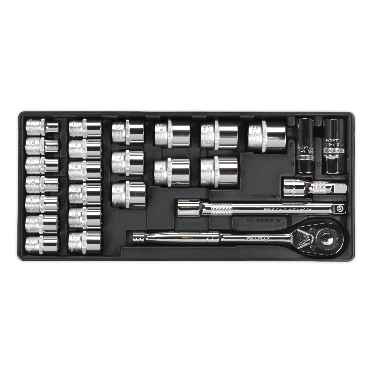 Sealey Tool Tray With Socket Set 26pc 1/2" Square Drive 176.5 x 397 x 55mm TBT21