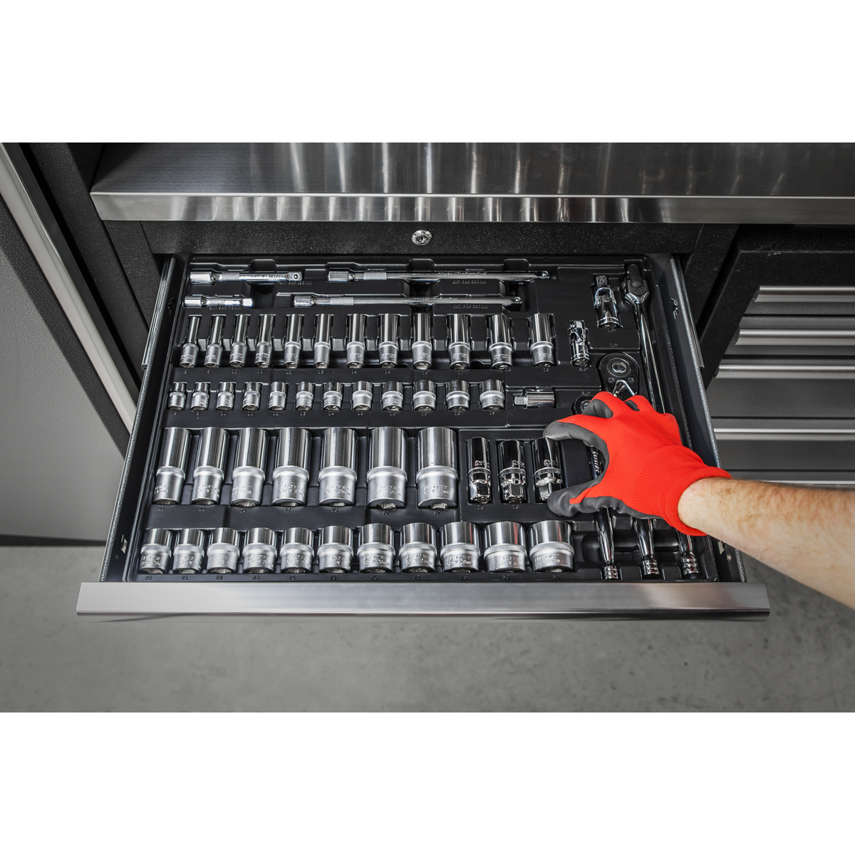 Sealey Tool Tray With Socket Set 55 Pieces 3/8" & 1/2" Square Drive TBT31