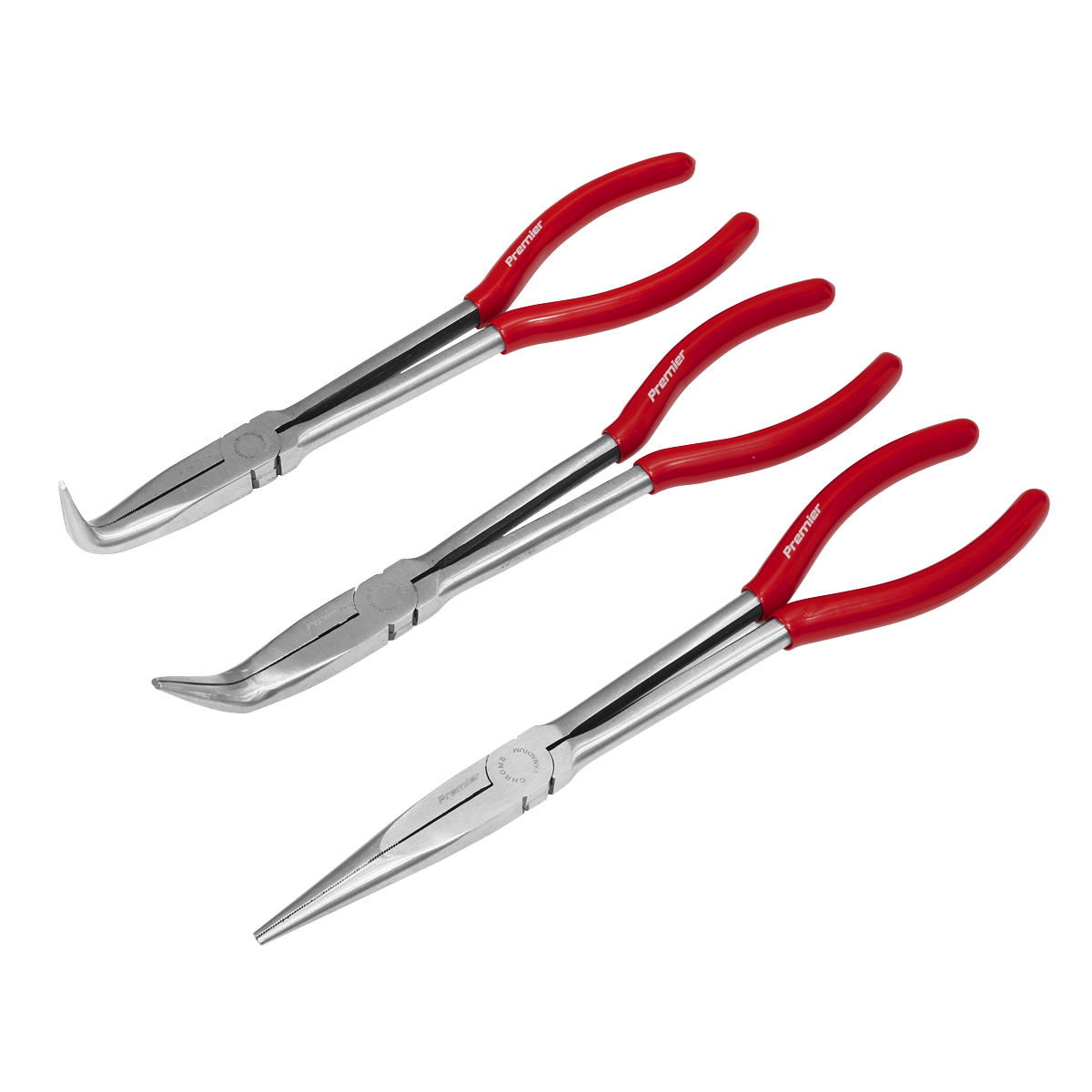 Sealey Needle Nose Pliers Set 3 Pieces 280mm Fully Polished Finish AK8568