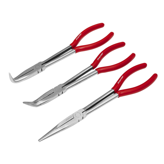 Sealey Needle Nose Pliers Set 3 Pieces 280mm Fully Polished Finish AK8568