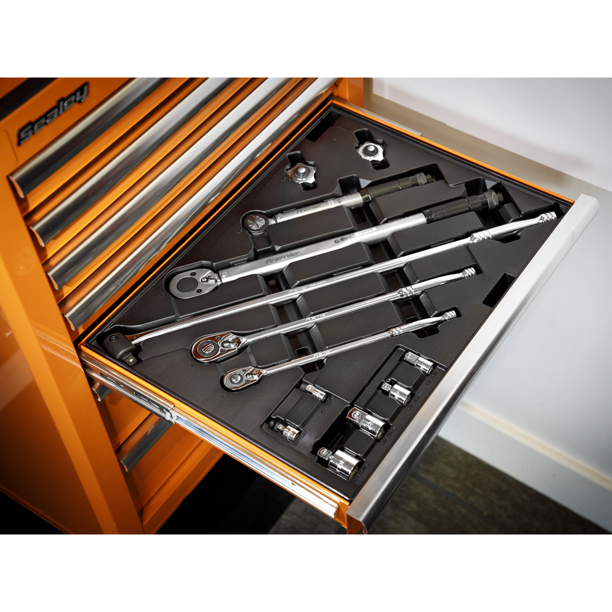 Sealey Tool Tray W/Ratchet Torque Wrench Breaker Bar Adaptor Set 13 Pieces TBT32