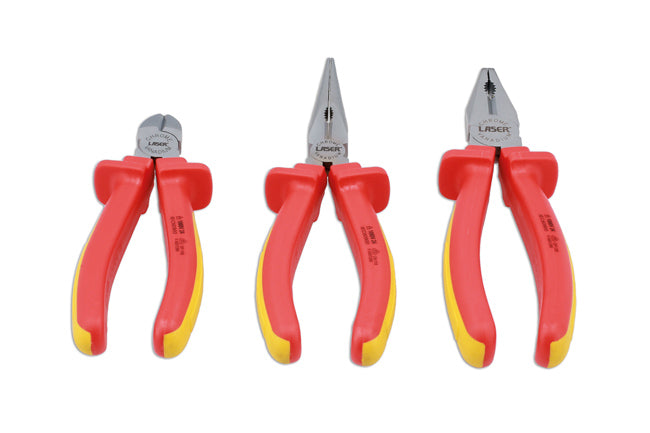 LASER 8916 3Pcs Pliers Set Insulated Chrome Vanadium Steel IEC60900 Certified
