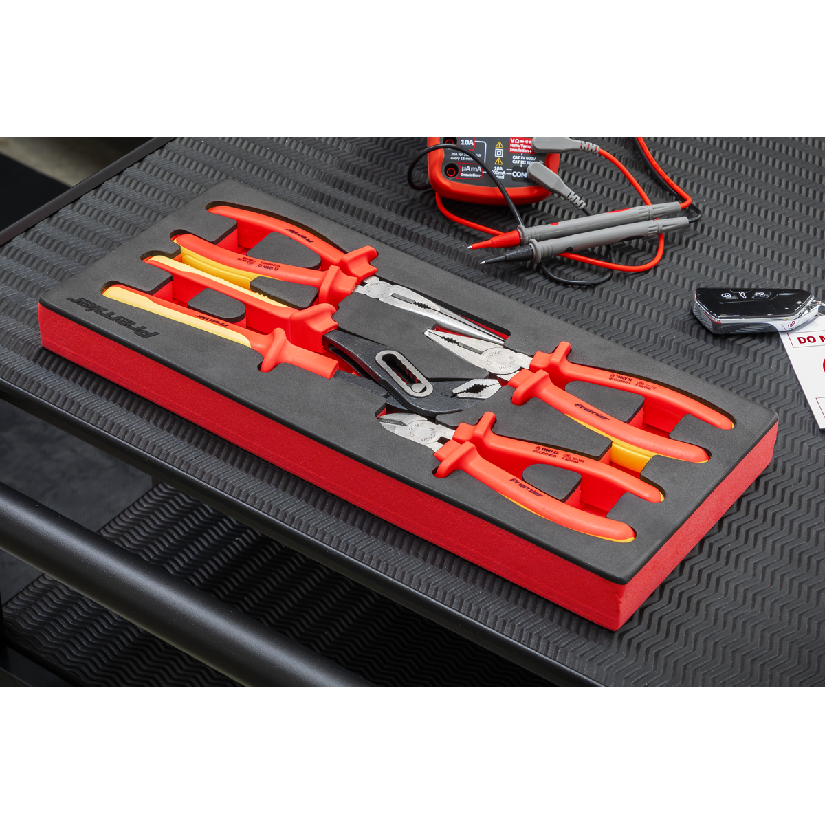 Premier Insulated Pliers Set 4 Pieces With Tool Tray VDE Approved TBTE07