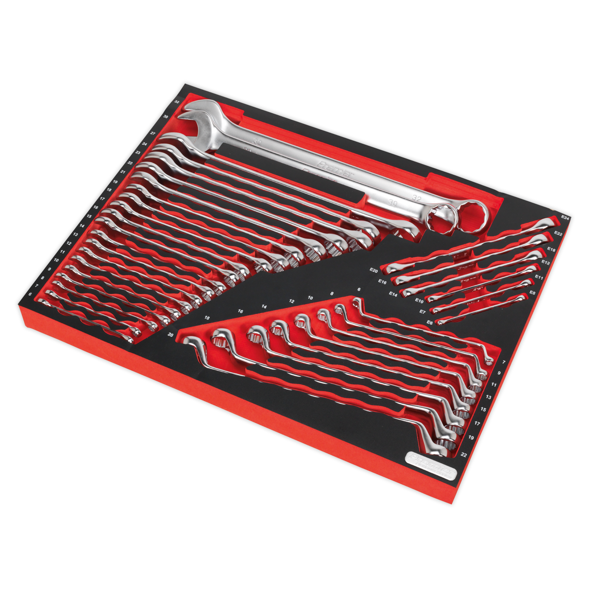 Sealey Tool Tray Storage With Spanner Set 530x397x55mm 35 Pieces Silver TBTP03