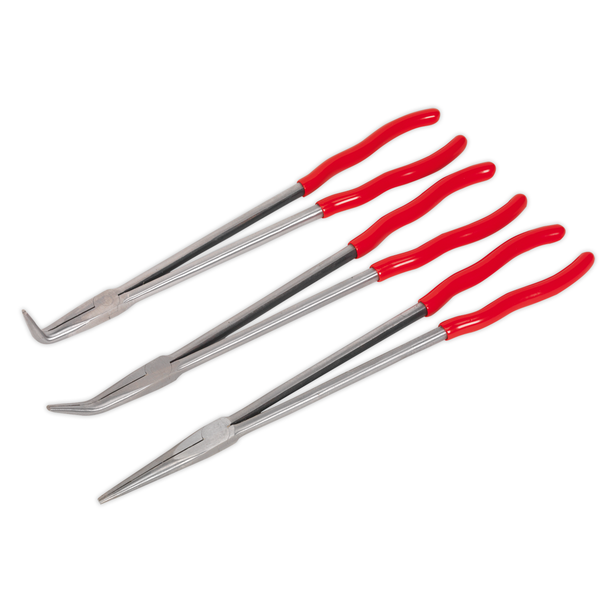 Sealey Needle Nose Pliers Set 3Pc Extra-Long Chrome Vanadium Steel 400mm AK8576