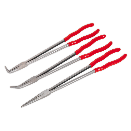 Sealey Needle Nose Pliers Set 3Pc Extra-Long Chrome Vanadium Steel 400mm AK8576