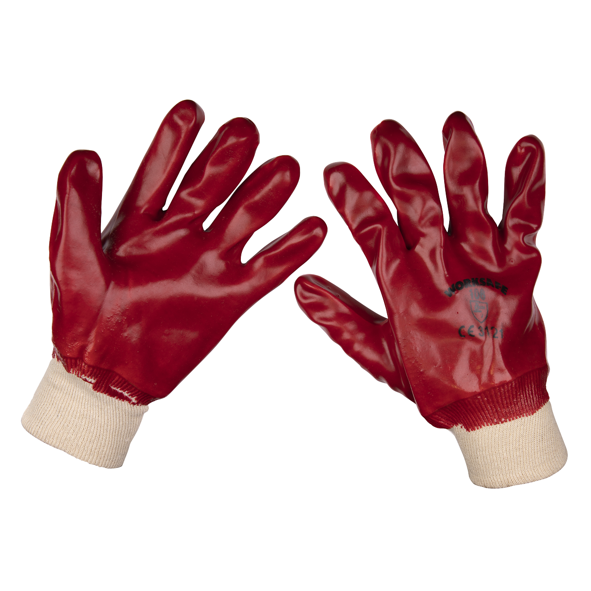 Sealey PVC Knit Wrist Gloves Large Pack Of 12 Pairs Cotton Liner 9106L/12
