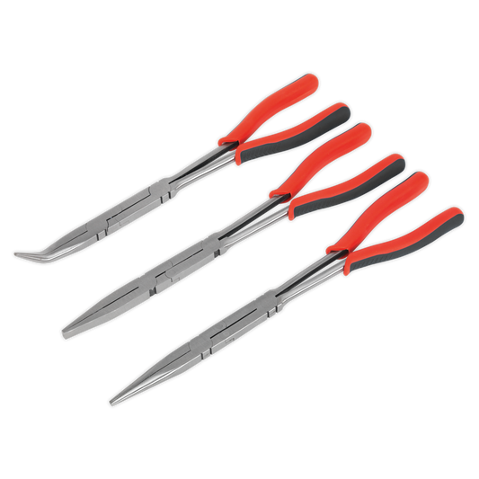 Sealey Double Joint Pliers Set 3pc Long Reach Finely Ground Heads 335mm AK8580