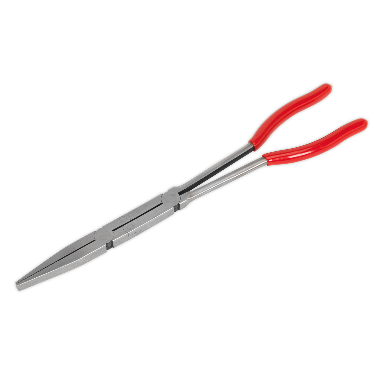 Sealey Flat Nose Pliers Double Joint Long Reach Slim 335mm - Red AK8590