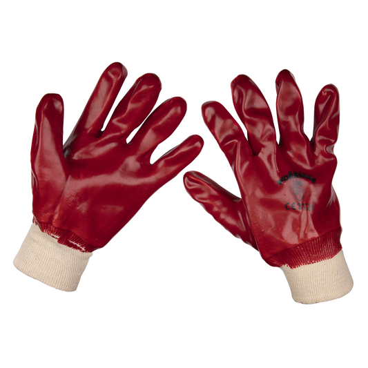 Sealey General Purpose PVC Safety Gloves Knitted Wrist XL X-Large Pair 9106XL