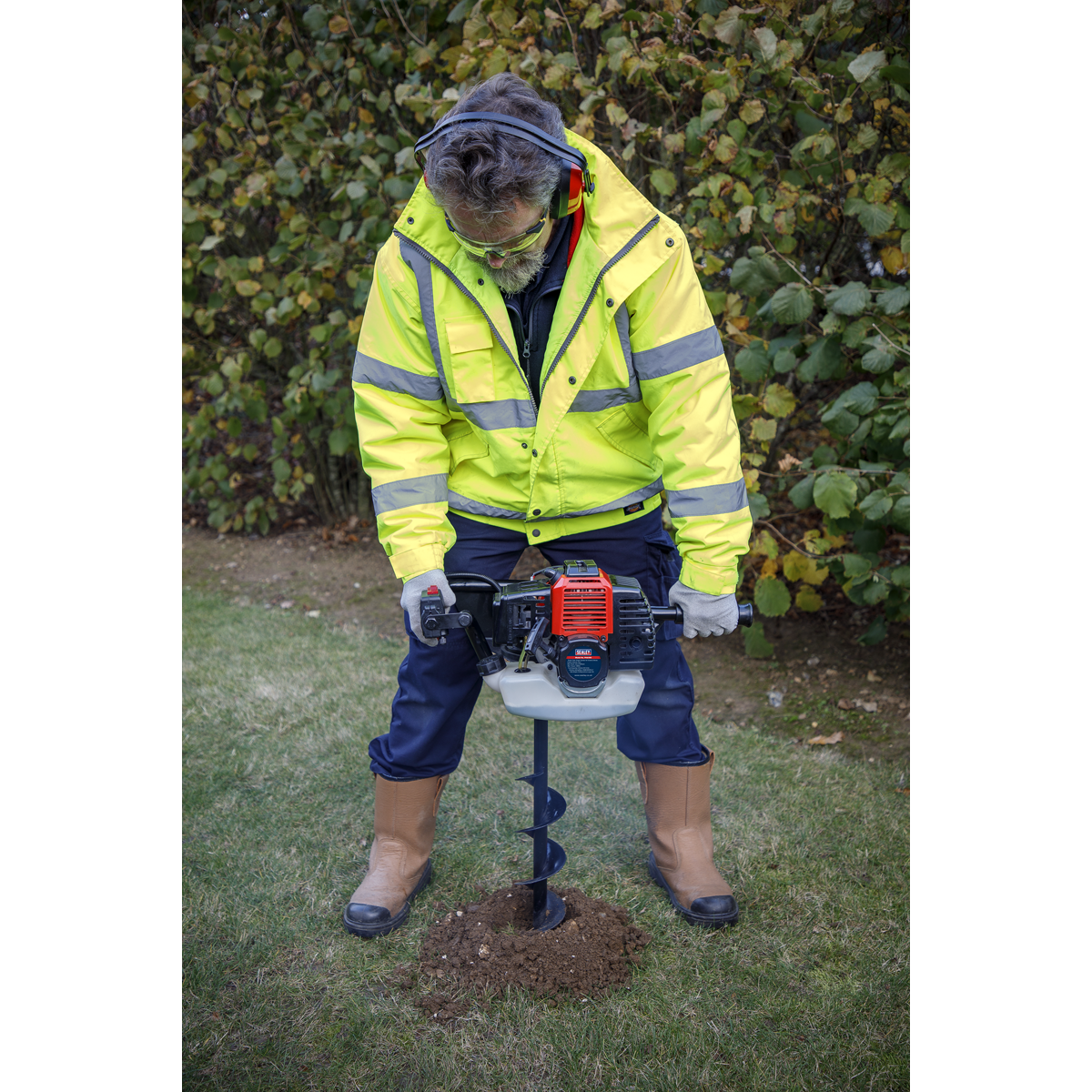 Sealey Petrol Earth Auger 2-Stroke 1.2 Litres Fuel Tank 52CC 2HP Motor PHA100